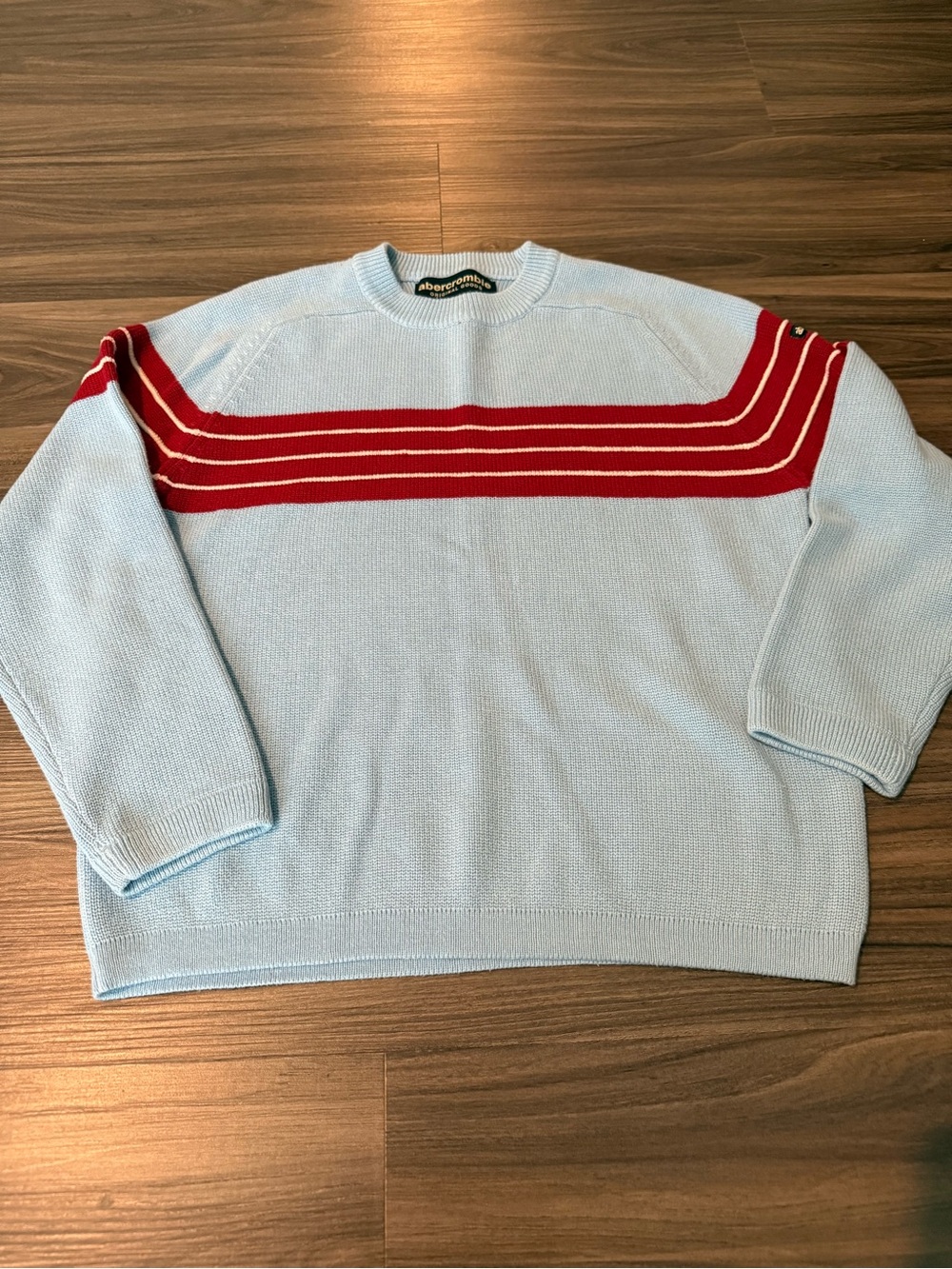 VTG Boys Abercrombie & Fitch 92 Knit Sweater Medium Light Blue Y2K Cotton Blend